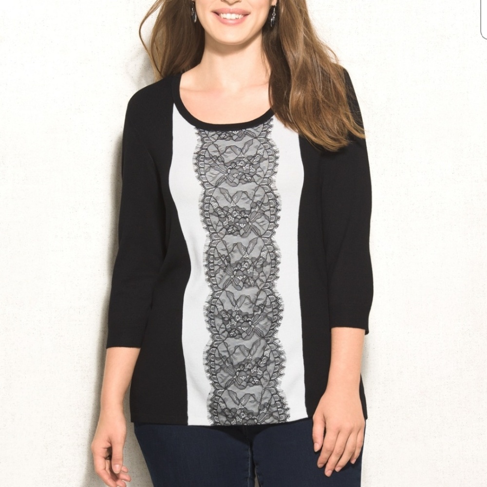 Black and white lace sweater